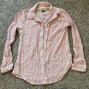 Pink and white linen button up